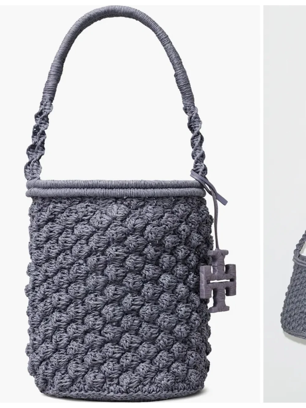 Tory Burch Charcoal Crochet Bucket Tote